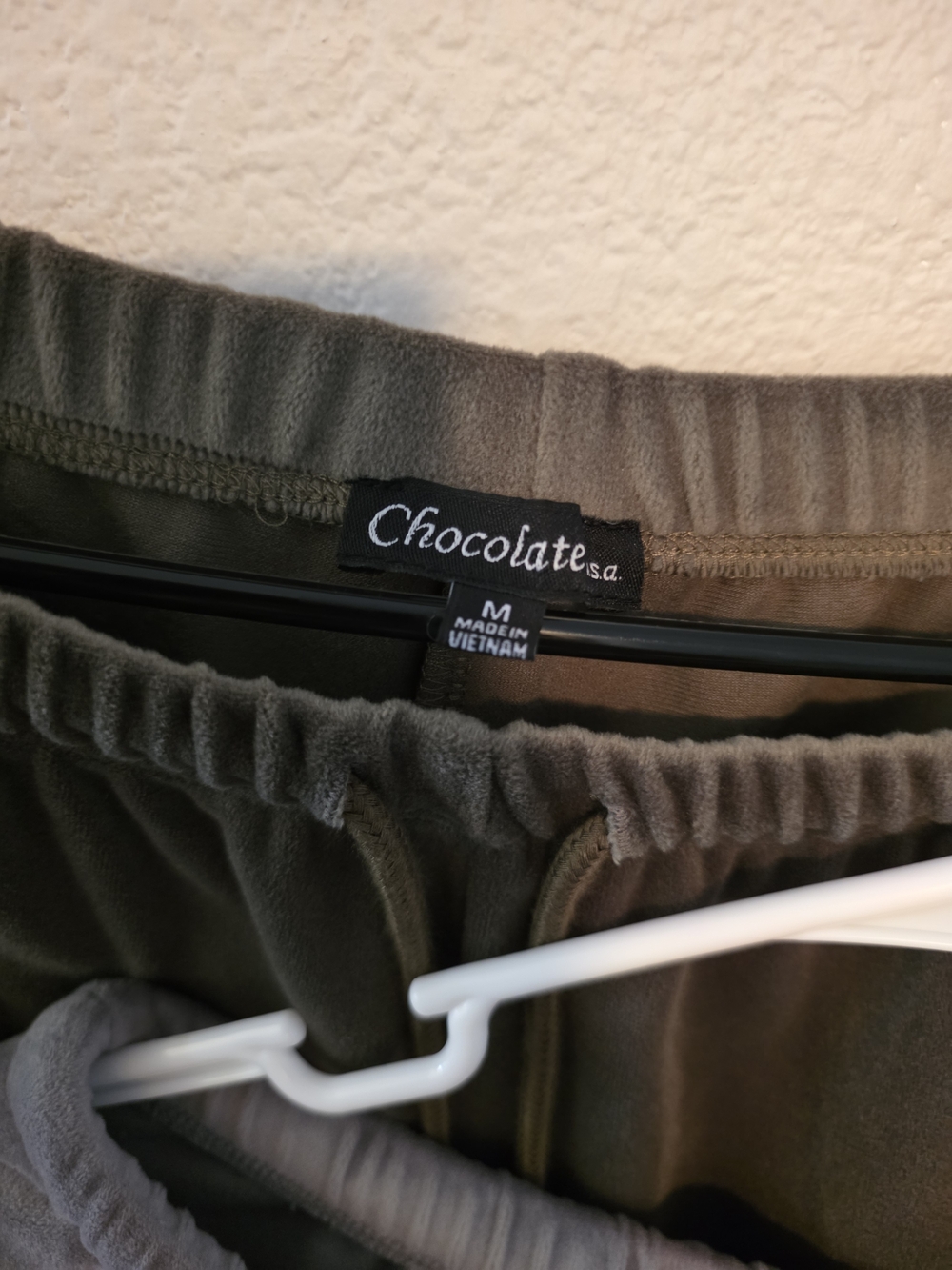 Chocolate Women's Velour Joggers 2 Pairs in Dusty Gray and Olive - Picture 3 of 3
